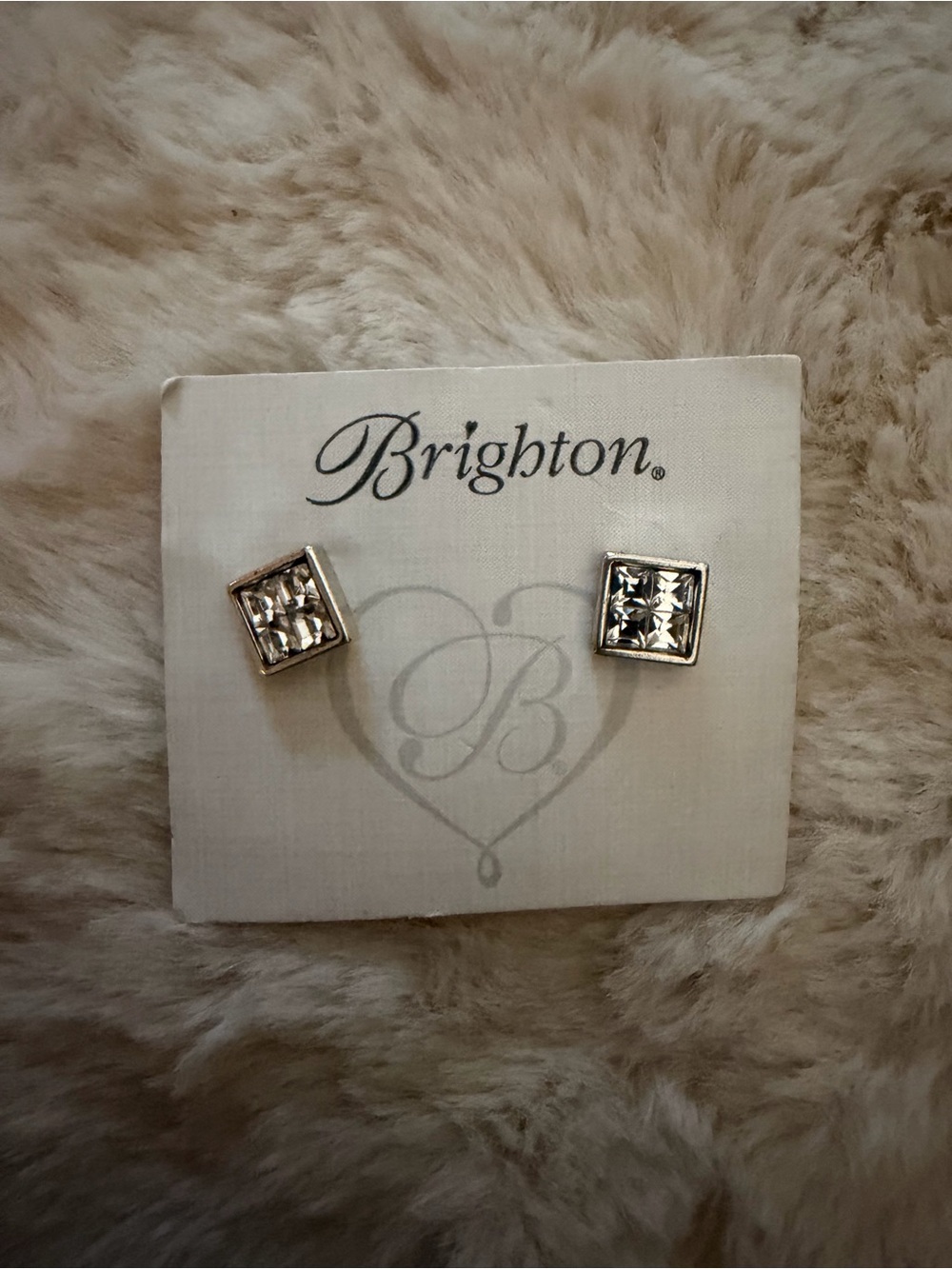 Brighton Silver Square Crystal Stud Earrings